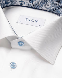 ETON - White SLIM FIT Geometric Effect Textured Twill Shirt 10001220600