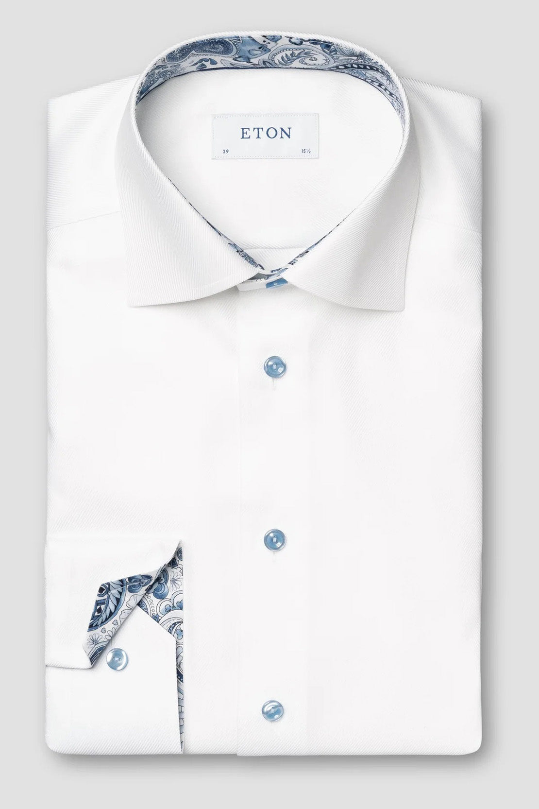 ETON - White SLIM FIT Geometric Effect Textured Twill Shirt 10001220600