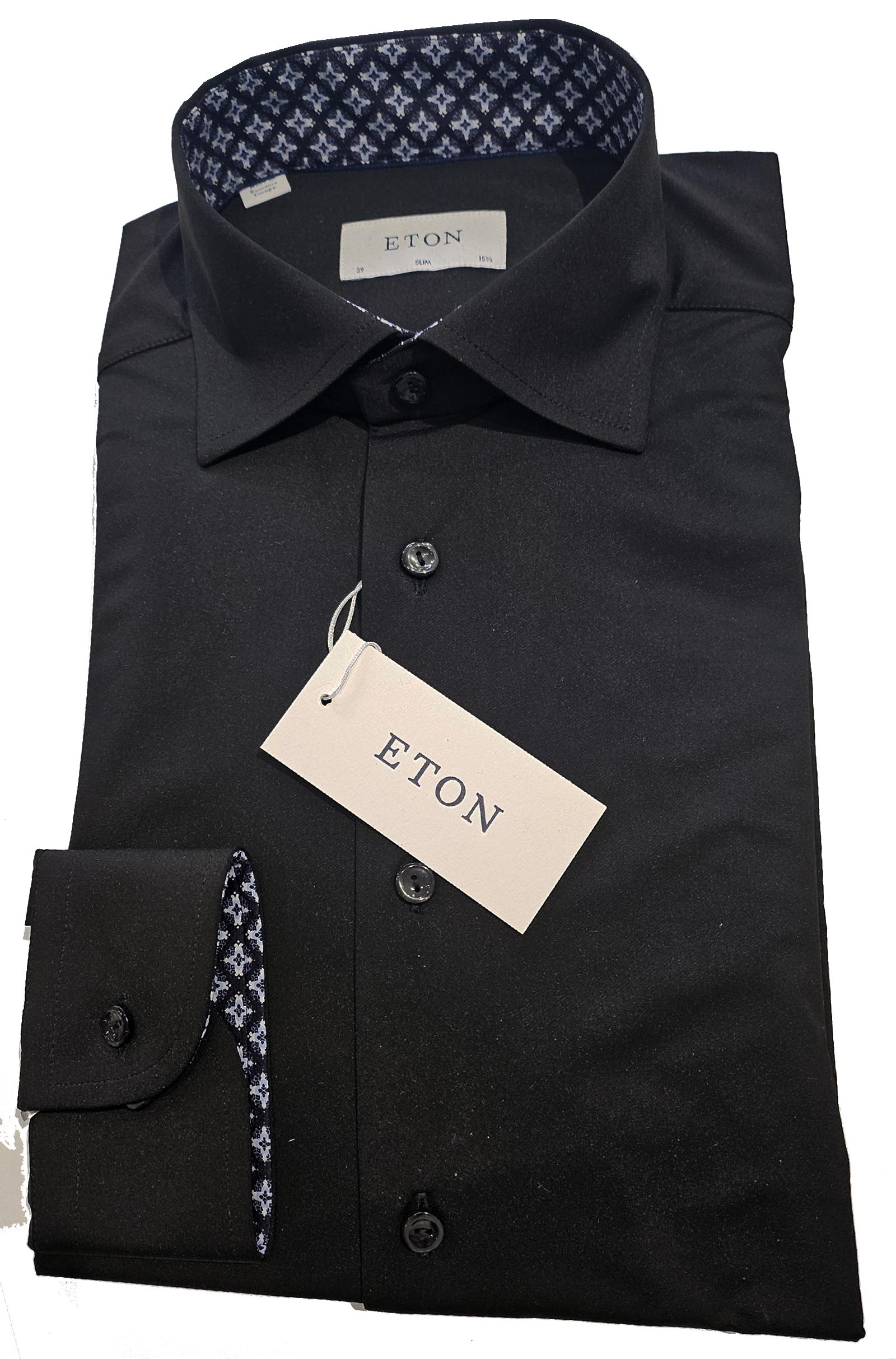 ETON - Black SLIM FIT Four-Way Stretch Shirt With Contrast Trim Detail 10001280019