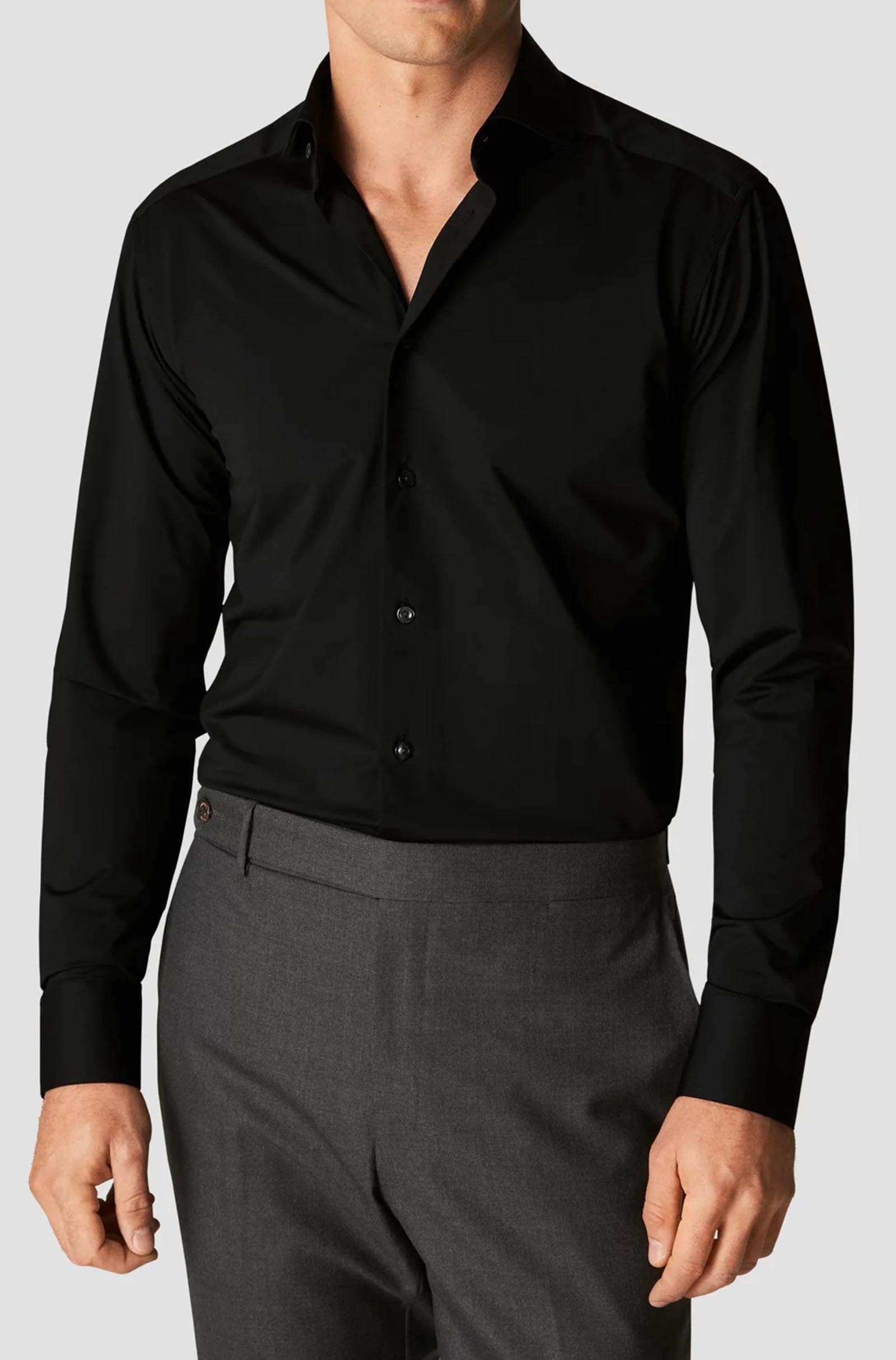 ETON - Black SLIM FIT Four-Way Stretch Shirt With Contrast Trim Detail 10001280019