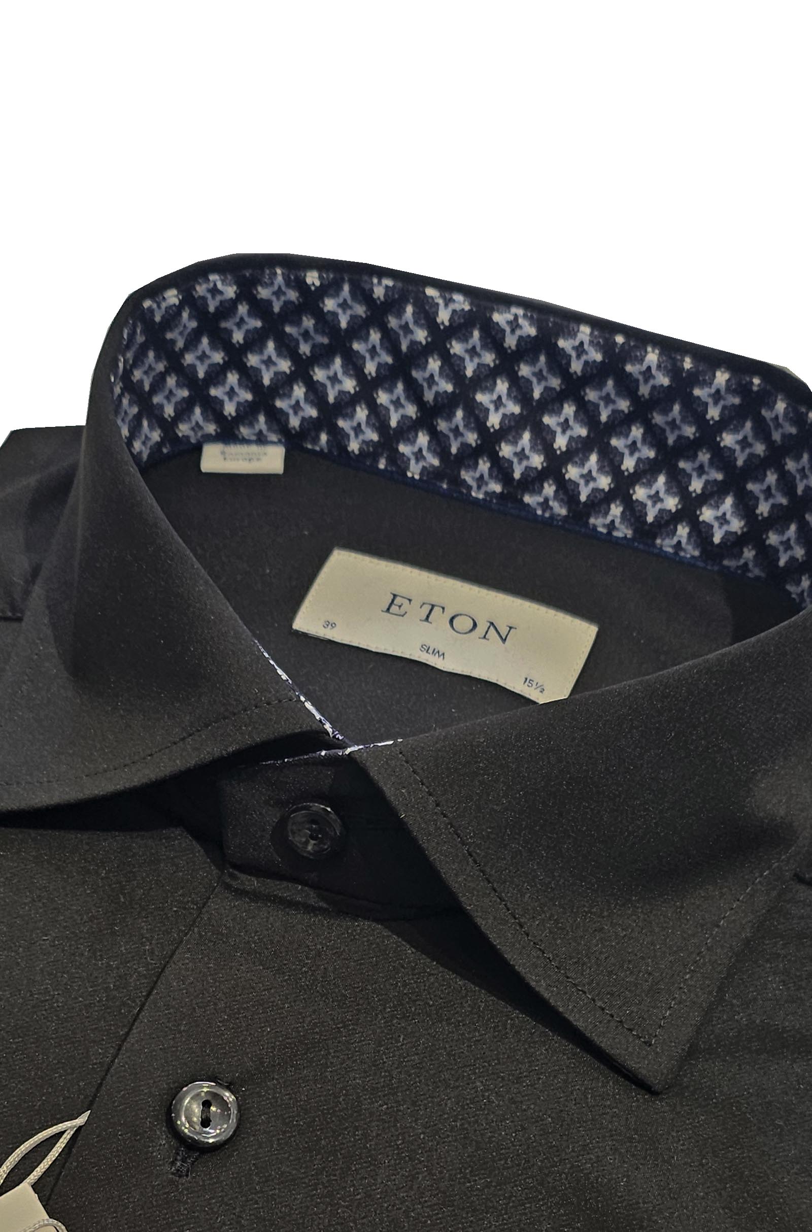 ETON - Black SLIM FIT Four-Way Stretch Shirt With Contrast Trim Detail 10001280019