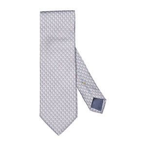 ETON - Parrot Motif Print Silk Tie in Light Blue