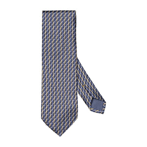 ETON - Parrot Motif Print Silk Tie in Dark Blue