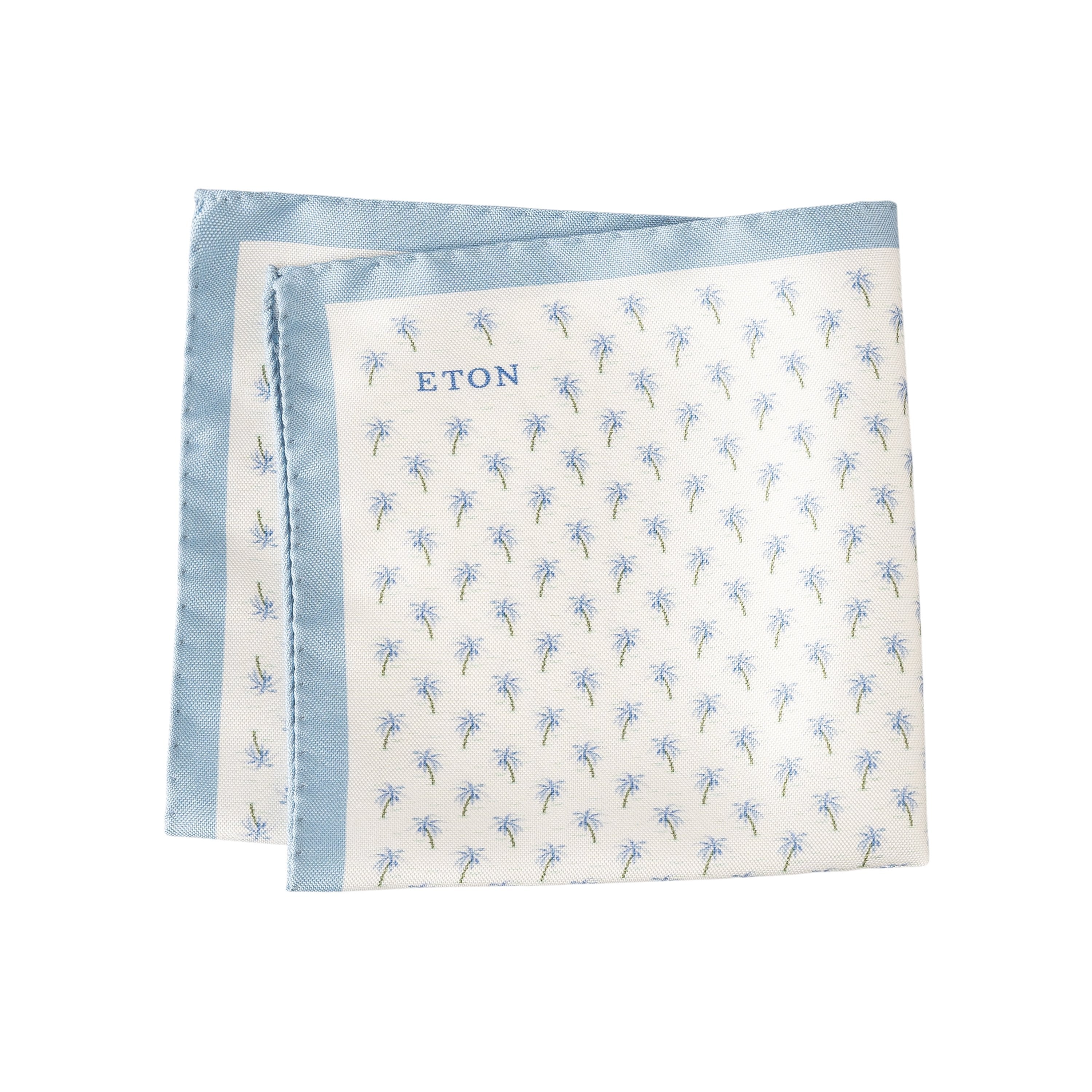 ETON - Palm Tree Silk Pocket Square in Light Blue 10001291522