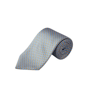 ETON - Micro Cherry Motif Print Silk Tie in Light Blue