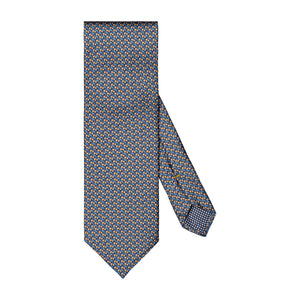 ETON - Micro Cherry Motif Print Silk Tie in Dark Blue