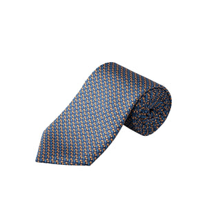 ETON - Micro Cherry Motif Print Silk Tie in Dark Blue