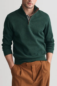 GANT - Sacker Rib Half-Zip Sweatshirt In Tartan Green 2068028 374