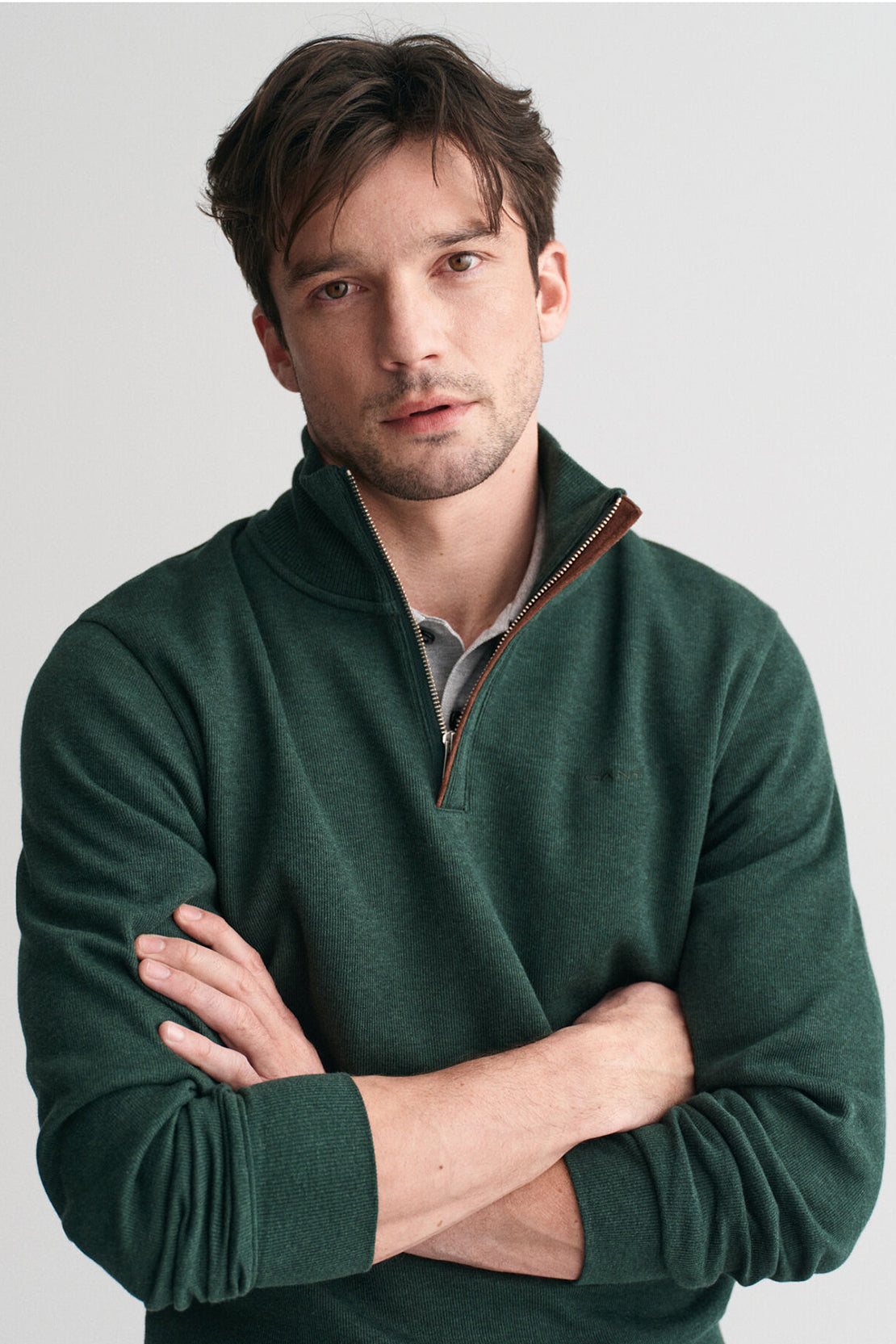 GANT - Sacker Rib Half-Zip Sweatshirt In Tartan Green 2068028 374