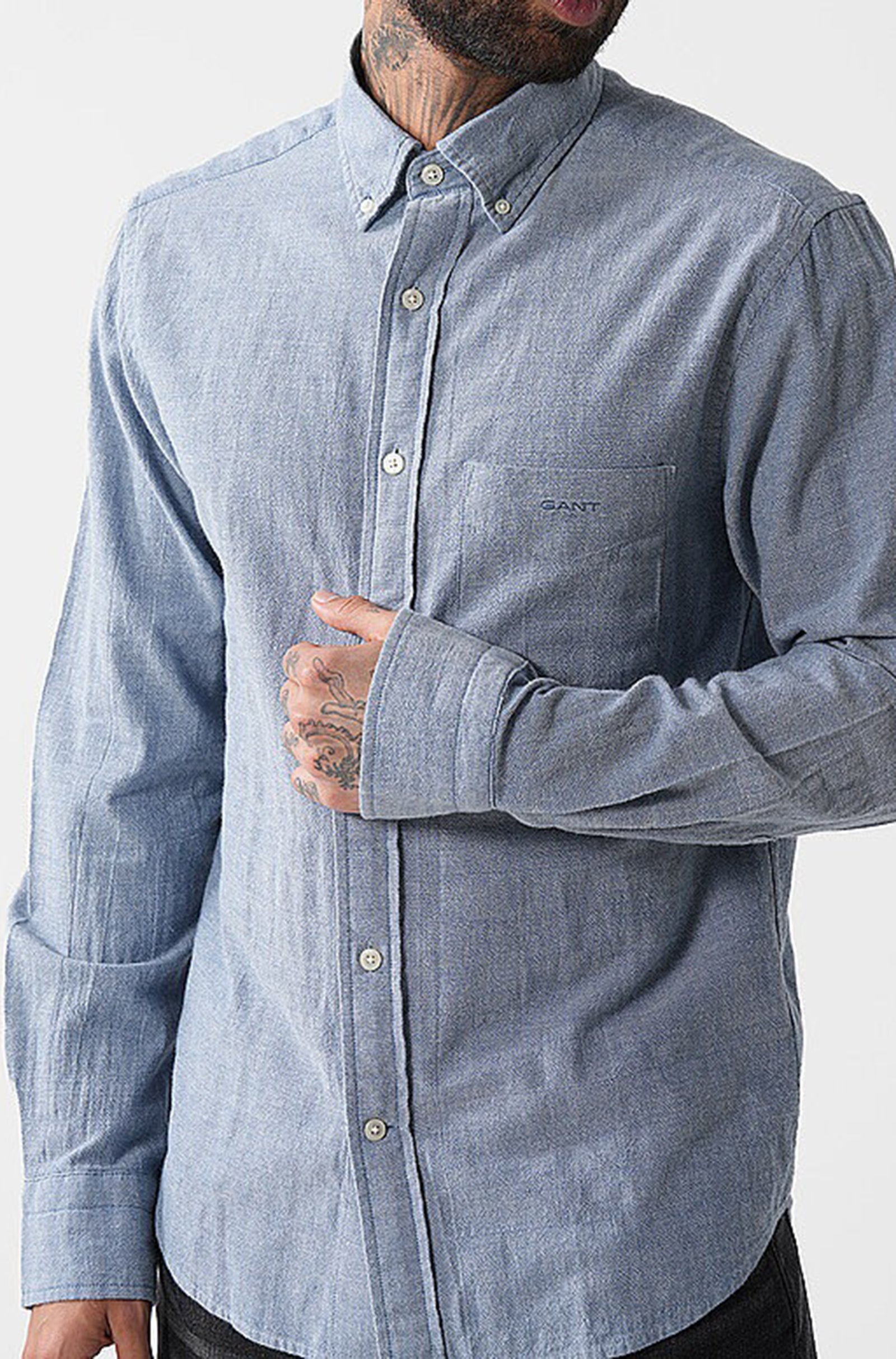 GANT - Regular Fit Crepe Cotton Shirt in Vintage Blue 3240202 442