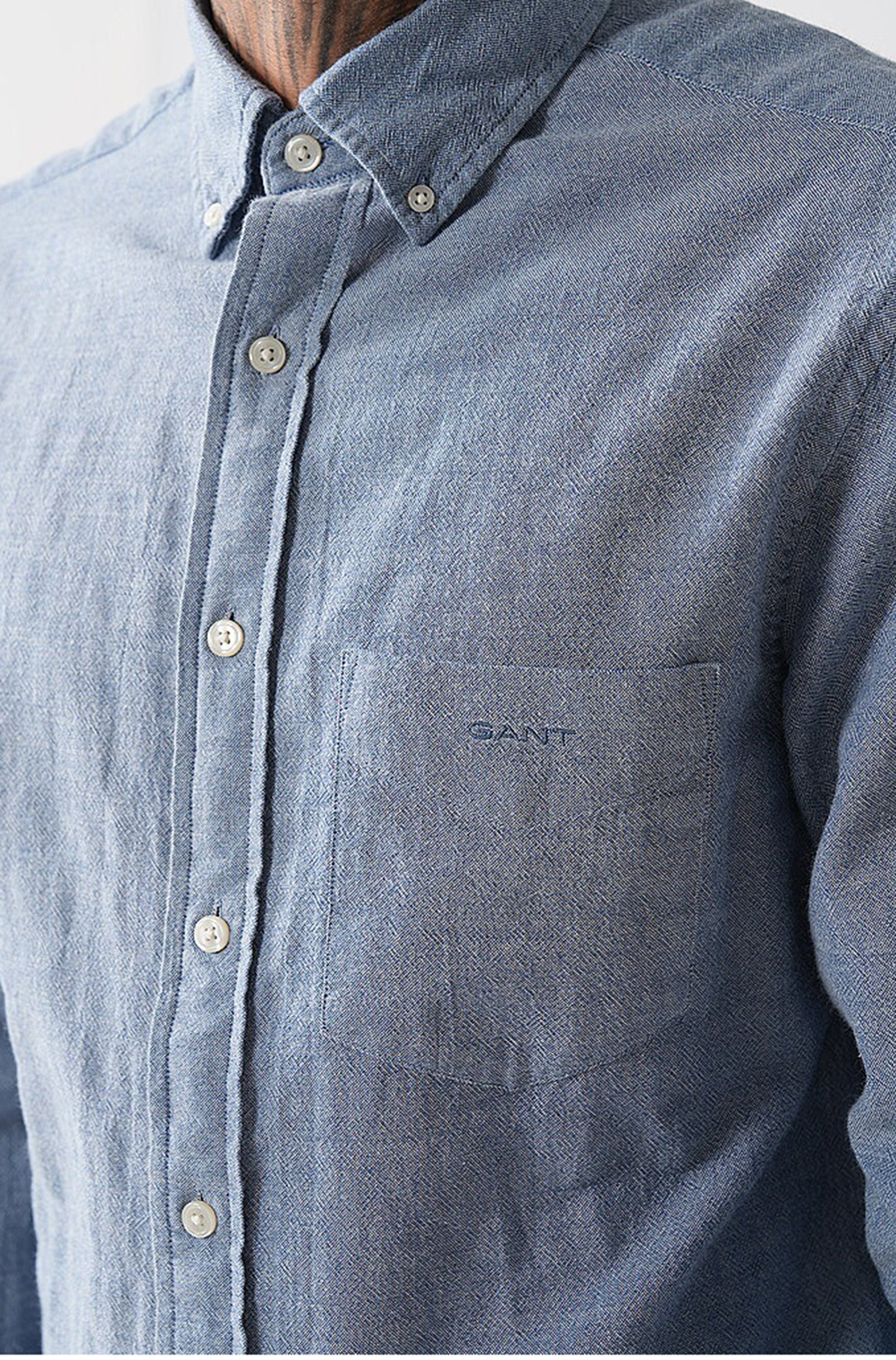 GANT - Regular Fit Crepe Cotton Shirt in Vintage Blue 3240202 442