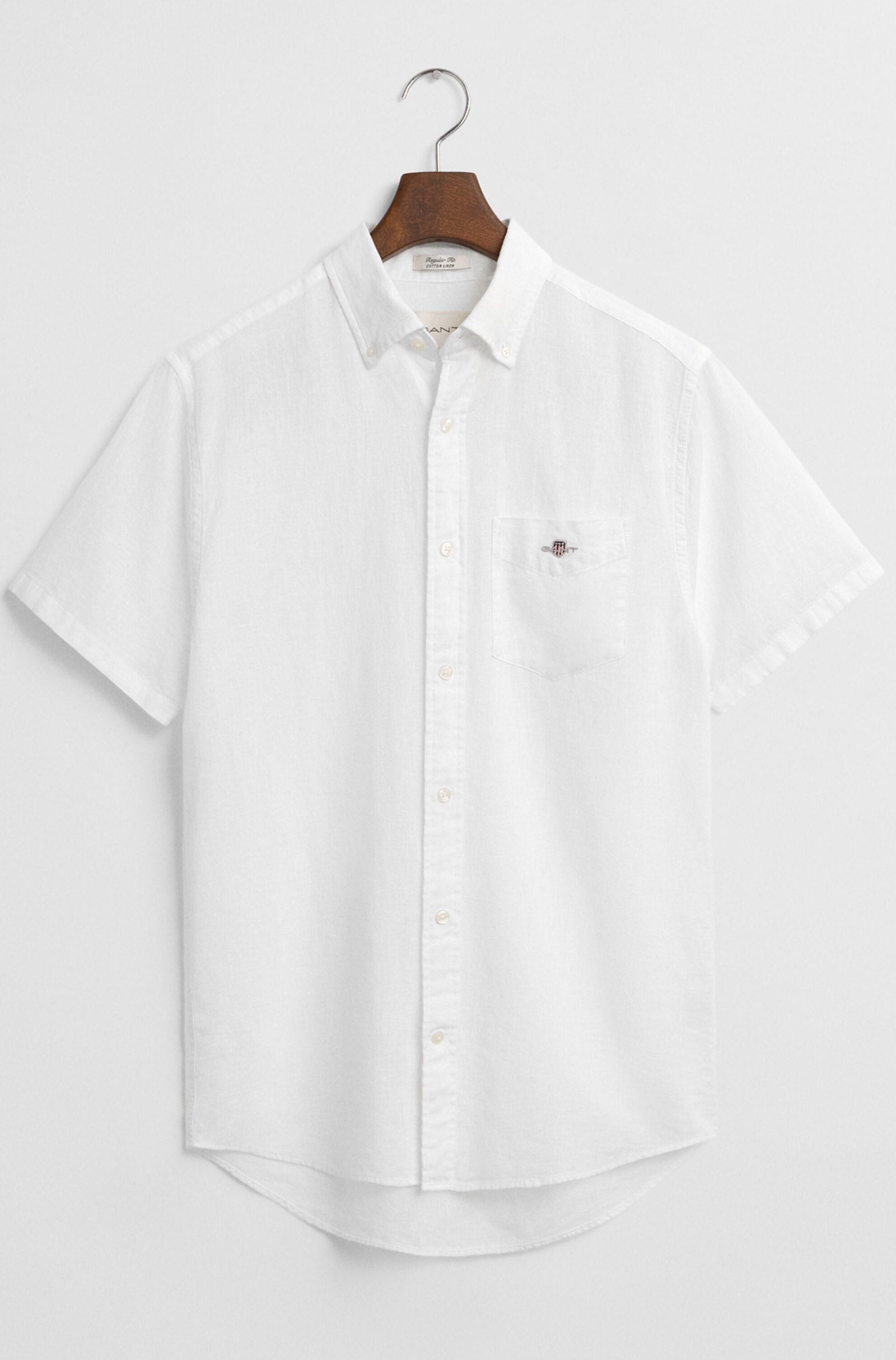 GANT - Regular Fit Cotton Linen Short Sleeve Shirt in White 3250083 110