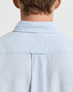 GANT - Regular Fit Cotton Linen Short Sleeve Shirt in Fresh Blue 3250083 457