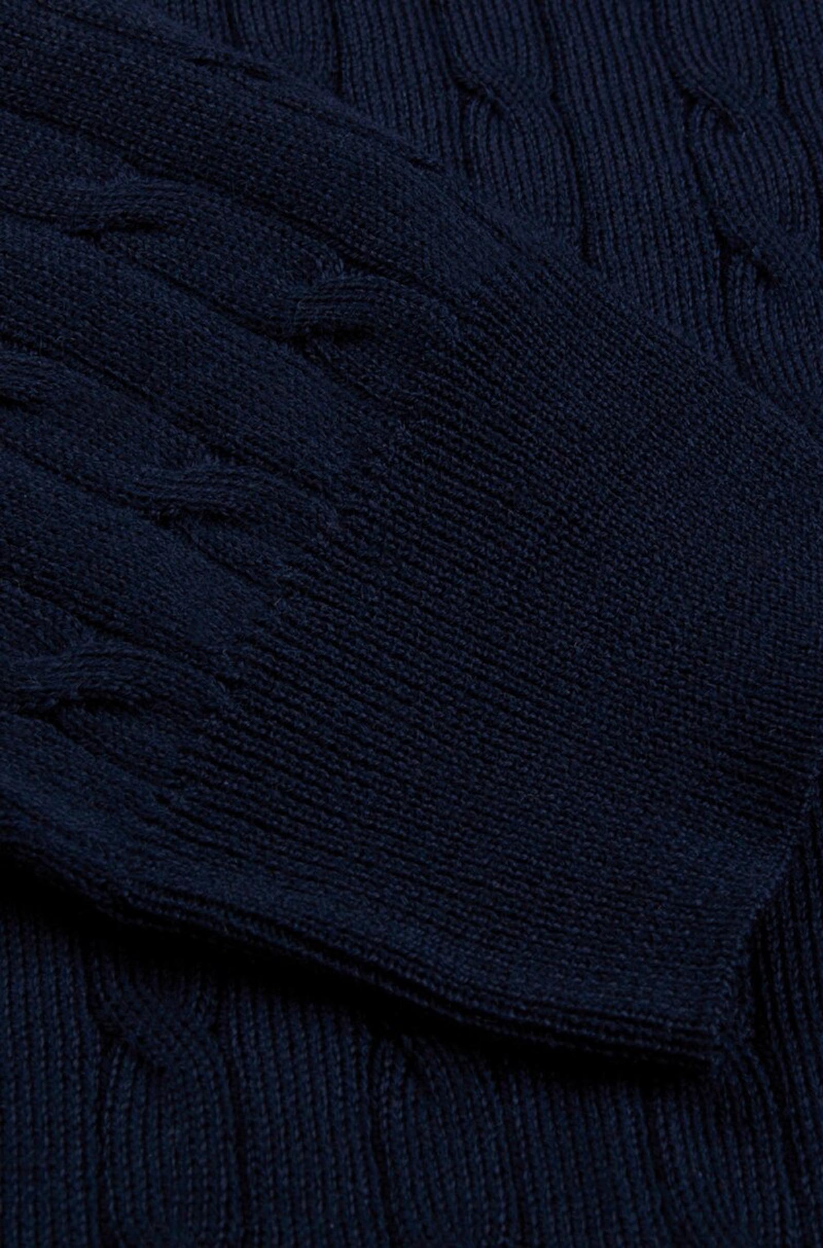 STENSTROMS -  Navy Cable Knit Merino Wool Half Zip 4200031355190