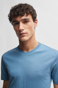 BOSS - THOMPSON 01 Cotton-Jersey T-shirt With Rubber-Print Logo in Light Pastel Blue 50468347 459