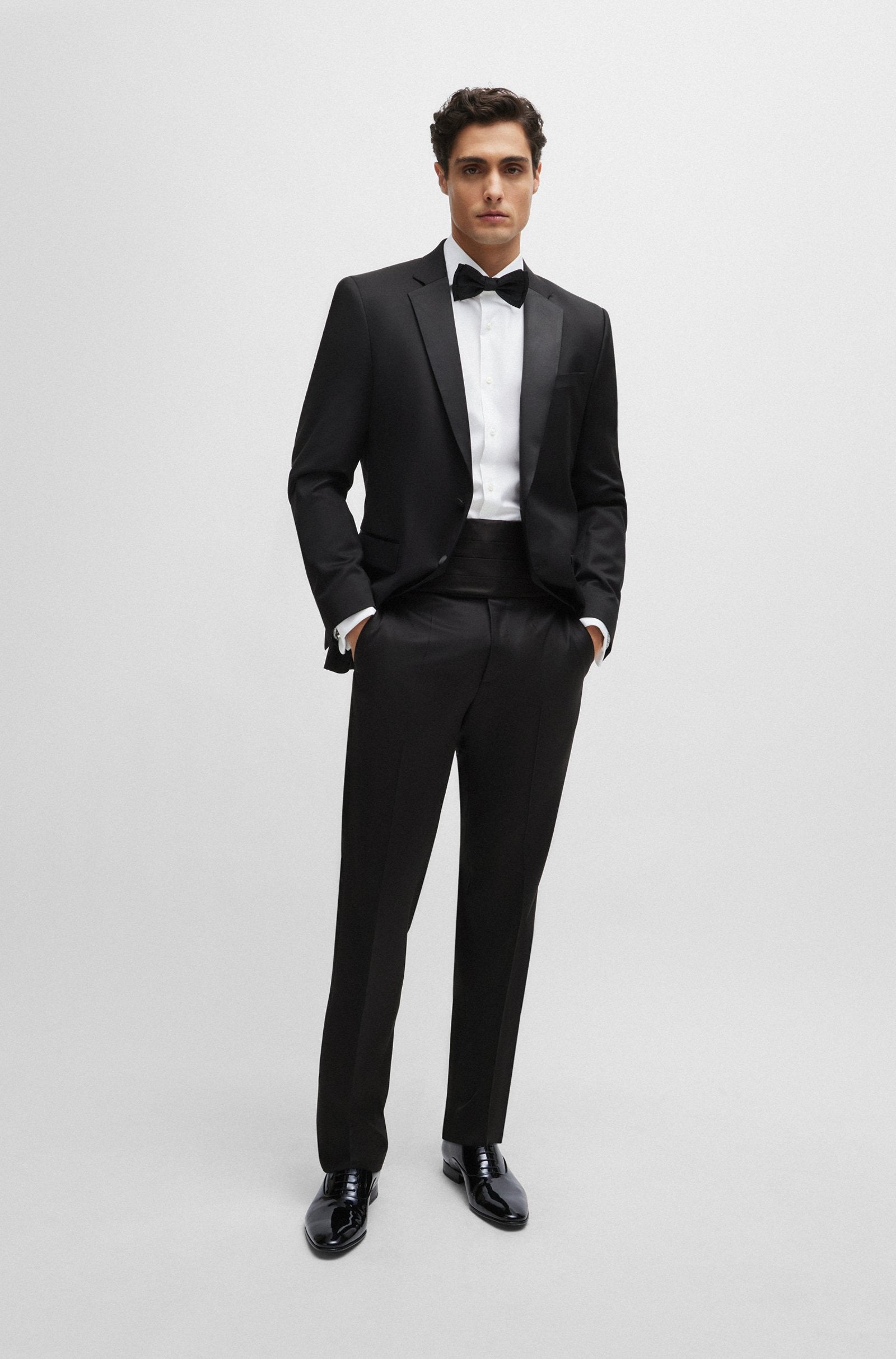 BOSS - H-GENIUS-TUX Tuxedo Trousers In Virgin-Wool In Black 50469186 001