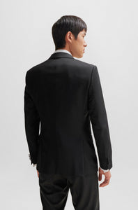 BOSS - H-HUGE-TUX Slim Fit Tuxedo Jacket In Virgin-Wool in Black 50469191 001