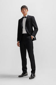 BOSS - H-HUGE-TUX Slim Fit Tuxedo Jacket In Virgin-Wool in Black 50469191 001