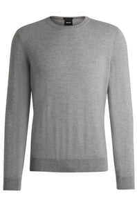 BOSS - BOTTO-L Open Grey Crew Neck Sweater In Responsible Wool 50476364 072