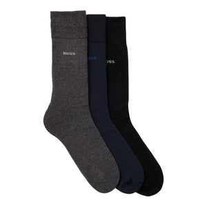 BOSS - 3 Pack of Regular-Length Socks In Gift Box In Navy, Black and Grey 50484005 963