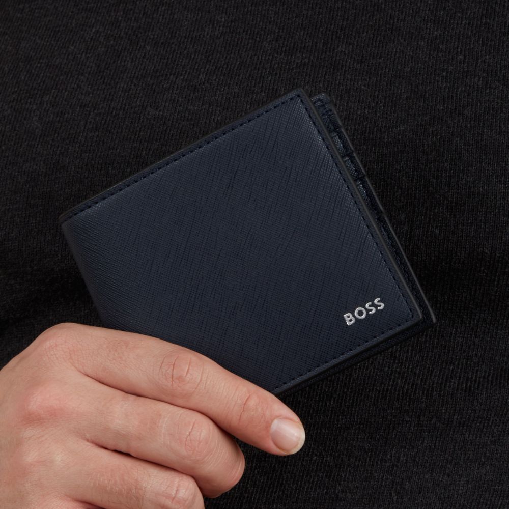 BOSS - ZAIR_8 CC Dark Blue Billfold Wallet in Recycled Leather 50485600 404