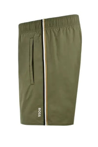 BOSS - ICONIC Swim Shorts With Stripe Detail In Beige/Khaki 50491594 250