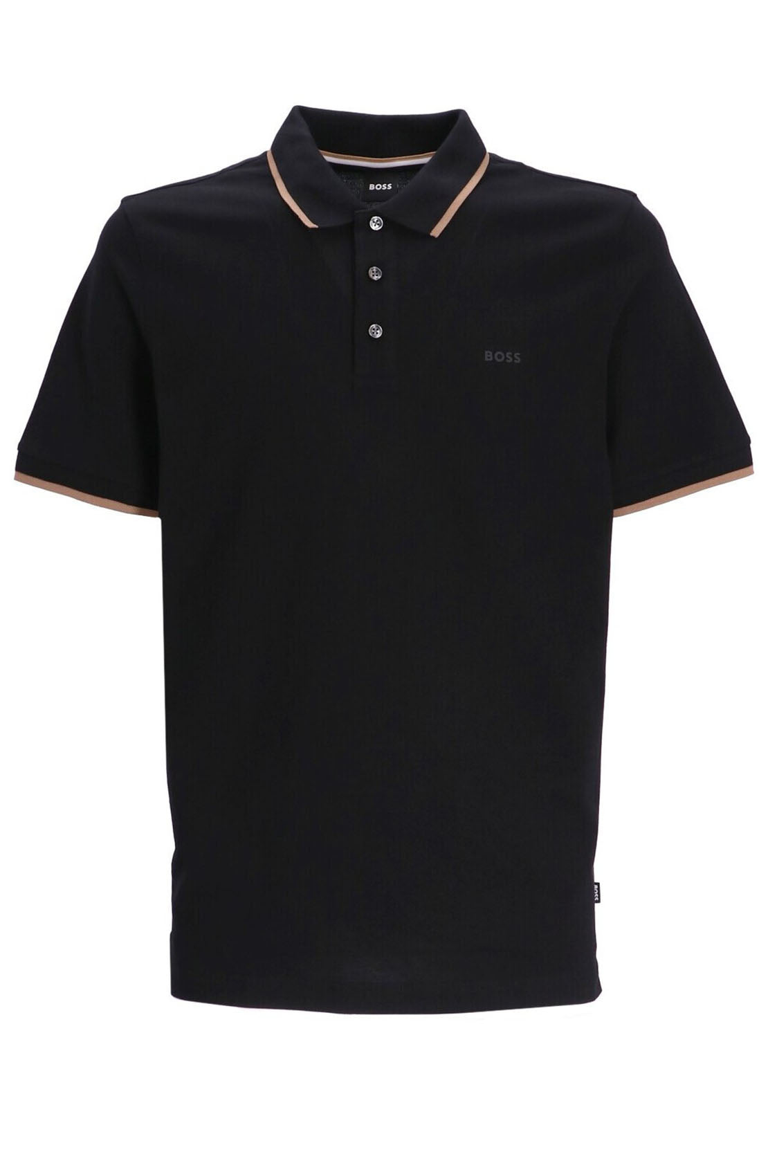 BOSS - PARLEY 190 Black Logo Embossed Cotton Pique Polo Shirt 