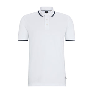 BOSS - PARLAY 190 Interlock-Cotton Slim-Fit Polo With Tipping Detail 50494697 101