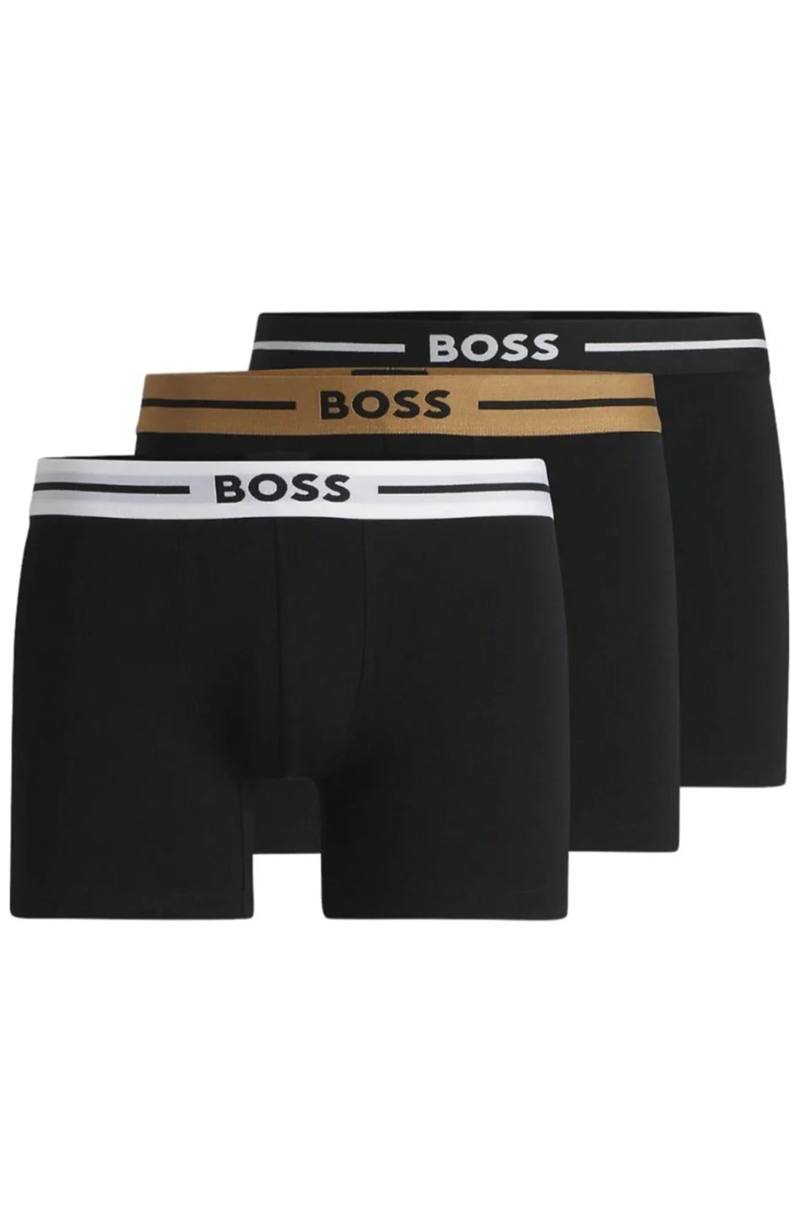 BOSS - 3-Pack Of Stretch Cotton Boxer Briefs With Logo Waistbands In Black  50517834 981