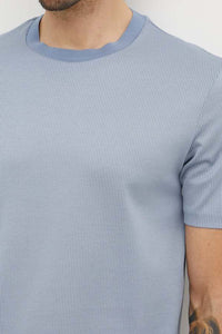 BOSS - H-TIBURT 431 - Open Blue Textured T-shirt in Mercerised Cotton 50518539 490
