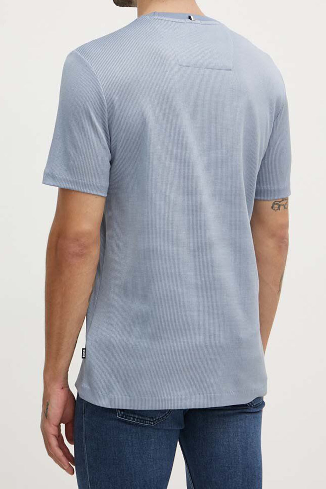 BOSS - H-TIBURT 431 - Open Blue Textured T-shirt in Mercerised Cotton 50518539 490