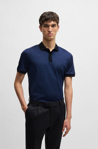 BOSS - H-PARLAY 431 Dark Blue Structured Cotton Polo Shirt 50518563 404