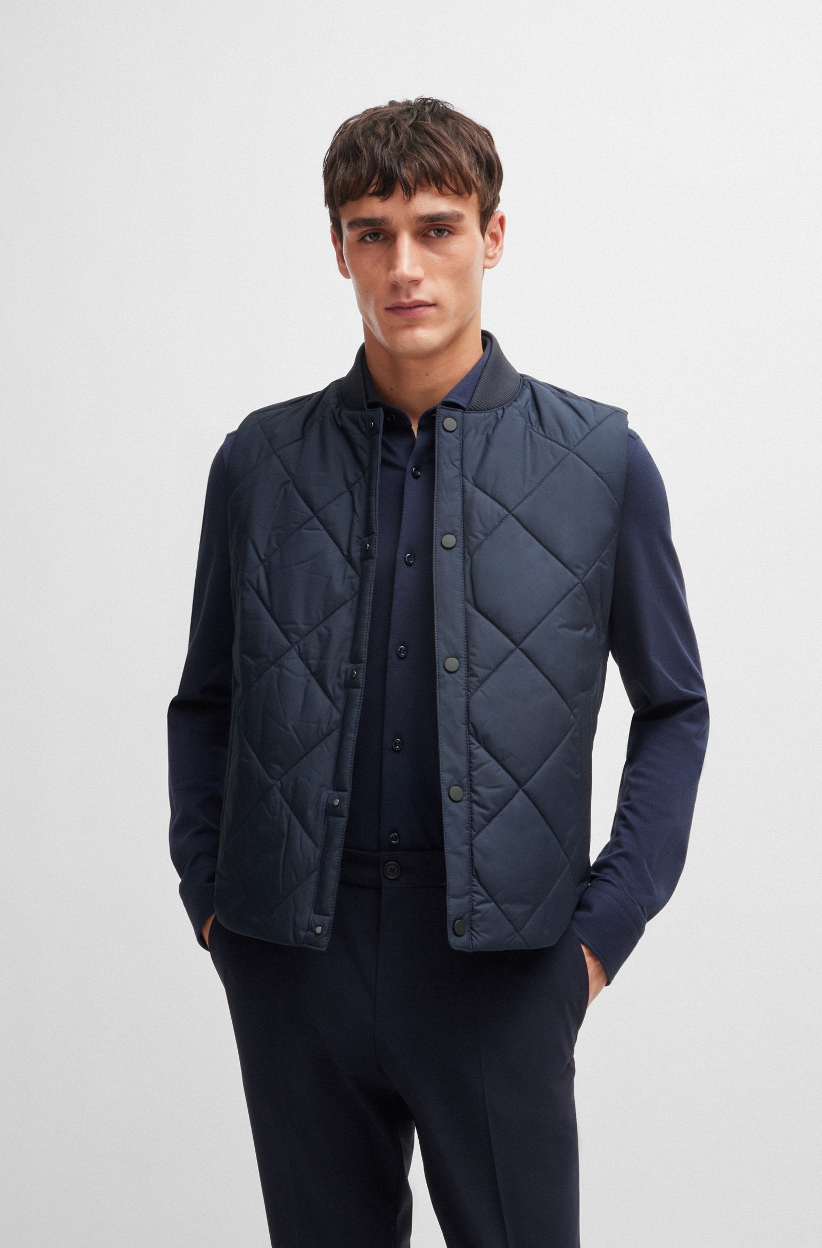 BOSS - P-CANOPUS Water-Repellent Regular-Fit Gilet In Dark Blue 50518719 404