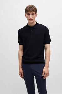 BOSS - H-DAREMO Dark Blue Regular Fit Knitted Polo Shirt 50519615 404