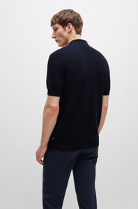 BOSS - H-DAREMO Dark Blue Regular Fit Knitted Polo Shirt 50519615 404