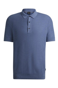 BOSS H DAREMO Open Blue Regular Fit Knitted Polo Shirt 50519615 490 Harveys Menswear