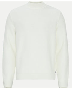 BOSS - H-DERANO Open White Mock Neck Sweater In Textured Wool Blend 50519622 131