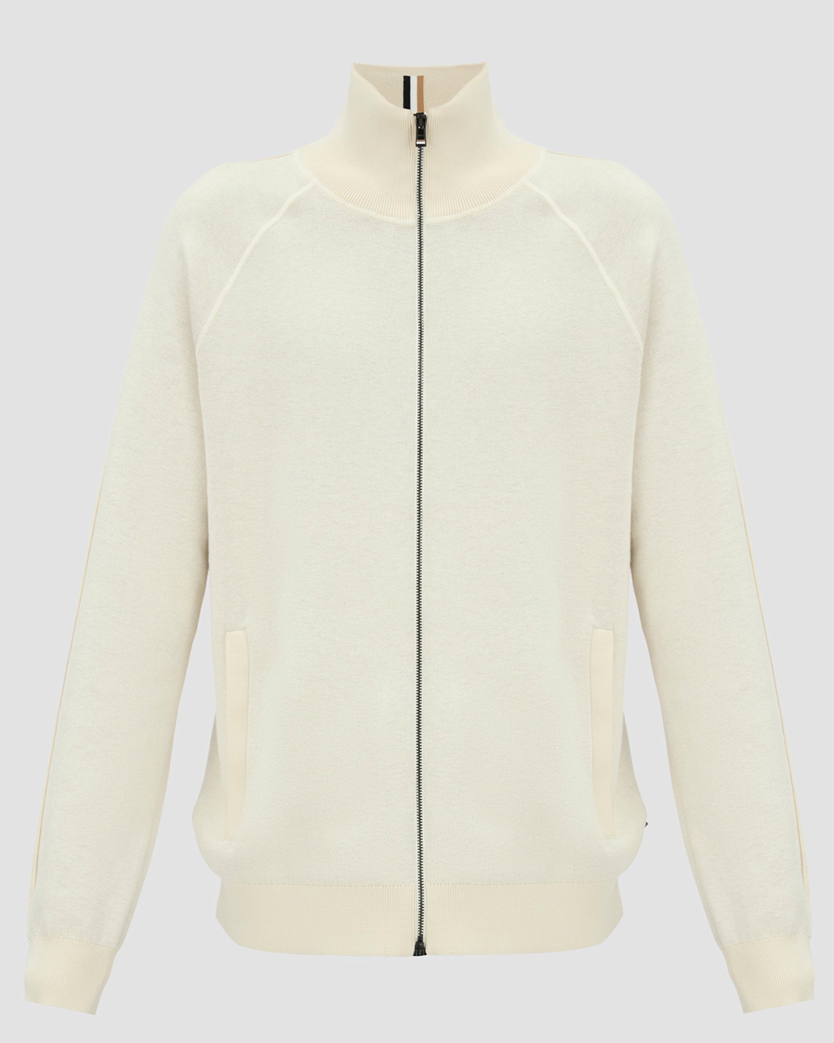 BOSS - H-DOMICO Full Zip Cardigan In Cotton & Virgin Wool in Open White 50519629 131