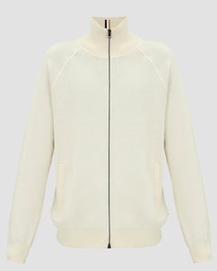 BOSS - H-DOMICO Full Zip Cardigan In Cotton & Virgin Wool in Open White 50519629 131