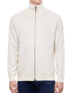 BOSS - H-DOMICO Full Zip Cardigan In Cotton & Virgin Wool in Open White 50519629 131