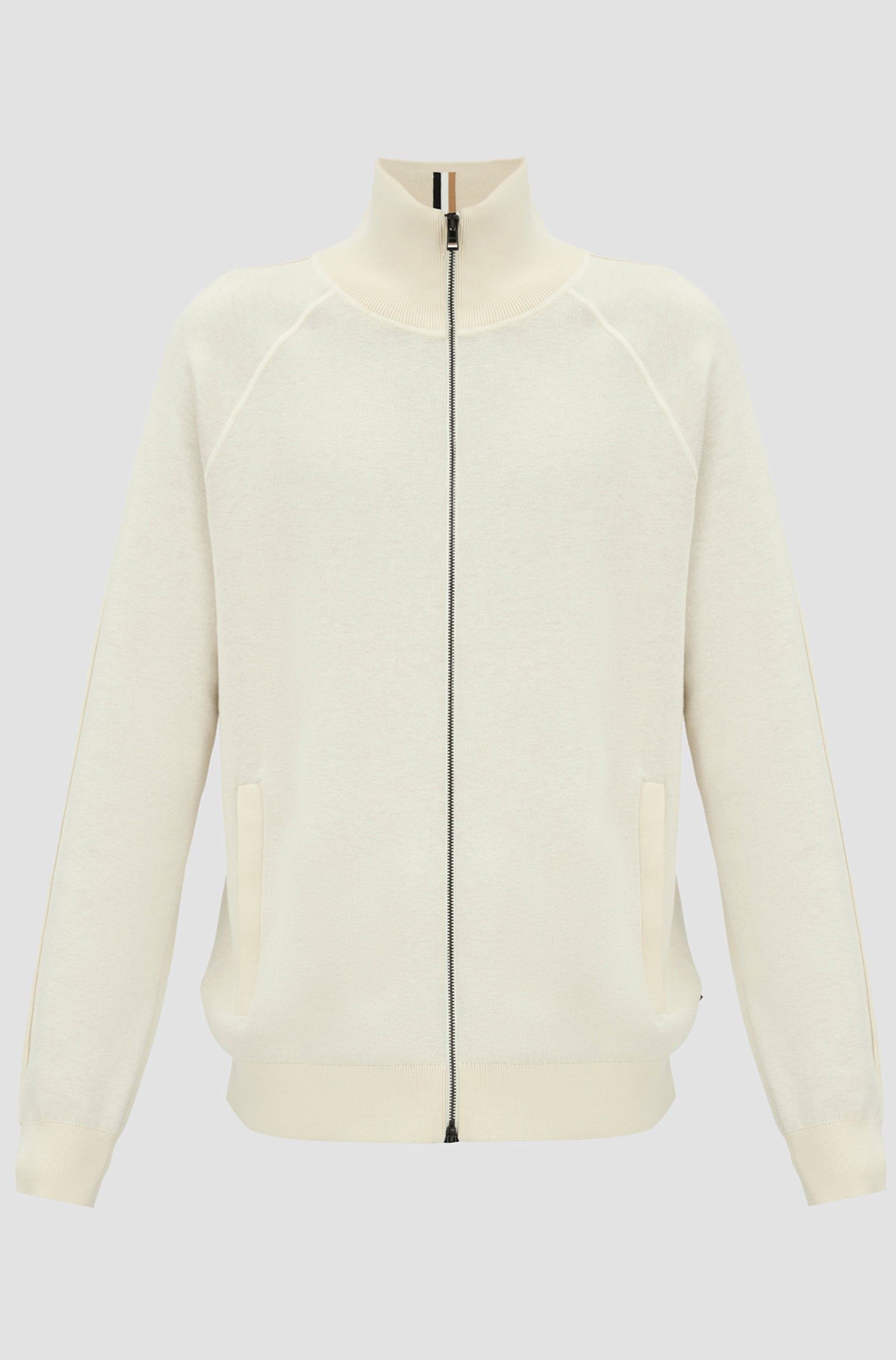 BOSS - H-DOMICO Full Zip Cardigan In Cotton & Virgin Wool in Open White 50519629 132