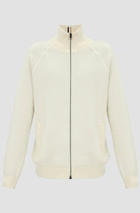 BOSS - H-DOMICO Full Zip Cardigan In Cotton & Virgin Wool in Open White 50519629 132