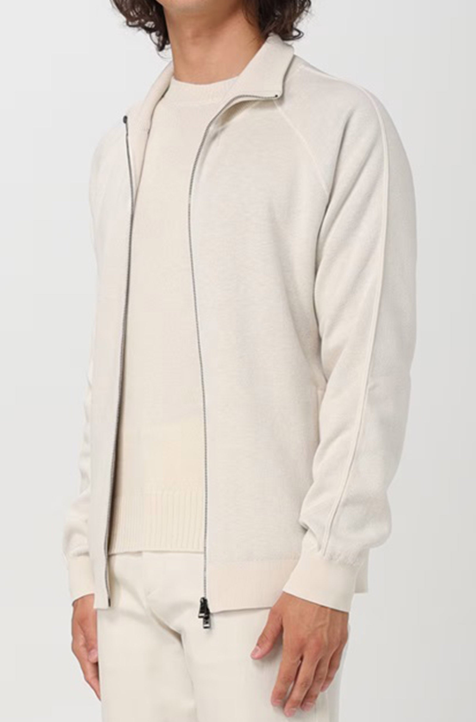 BOSS - H-DOMICO Full Zip Cardigan In Cotton & Virgin Wool in Open White 50519629 132