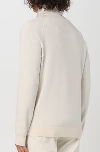 BOSS - H-DOMICO Full Zip Cardigan In Cotton & Virgin Wool in Open White 50519629 132