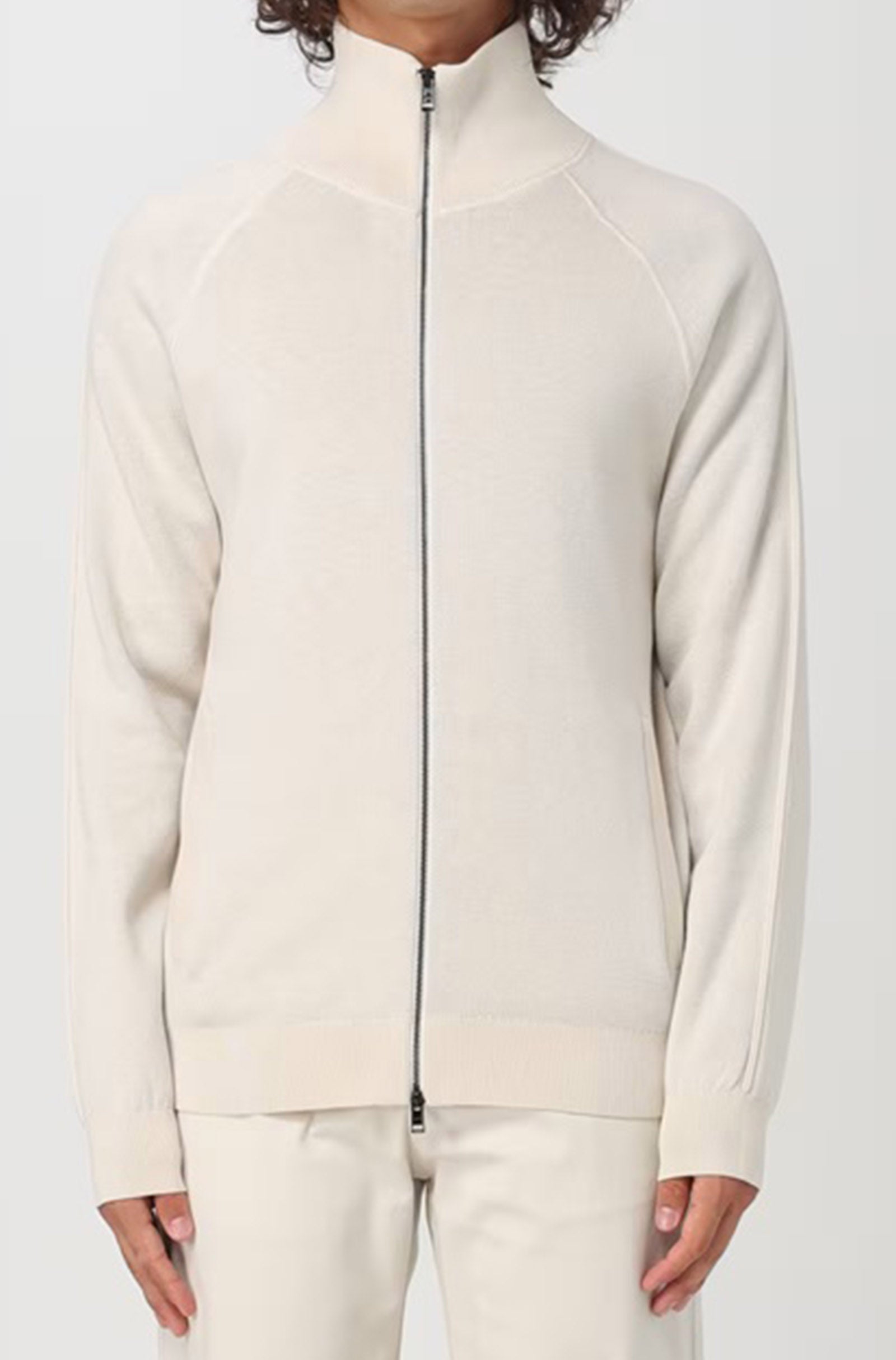 BOSS - H-DOMICO Full Zip Cardigan In Cotton & Virgin Wool in Open White 50519629 132