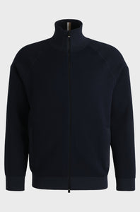 BOSS - H-DOMICO Full Zip Cardigan In Cotton & Virgin Wool in Dark Blue 50519629 404