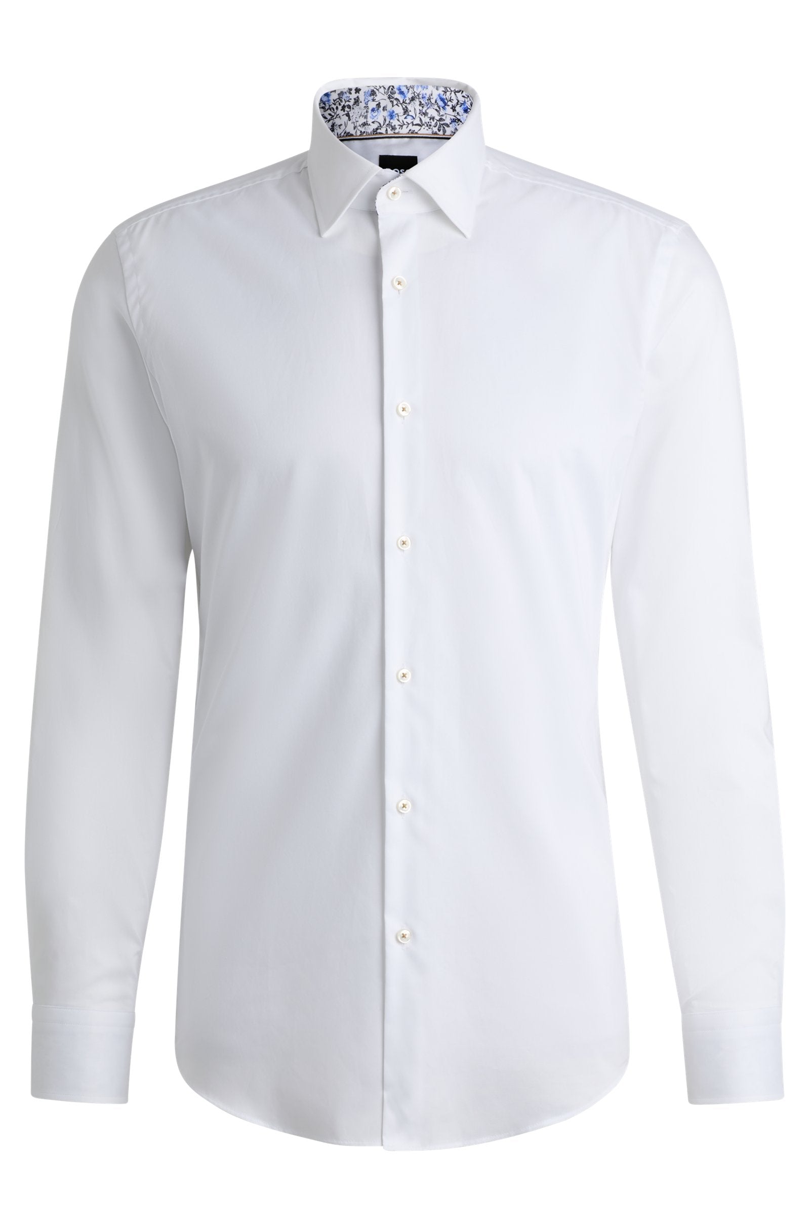 BOSS - Slim Fit Shirt In Easy Iron Cotton Poplin in White With Contrast Trim 50519928 100