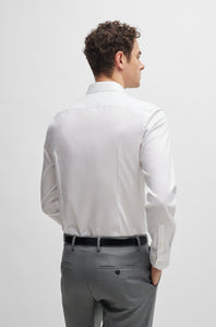 BOSS - Slim Fit Shirt In Easy Iron Cotton Poplin in White With Contrast Trim 50519928 100