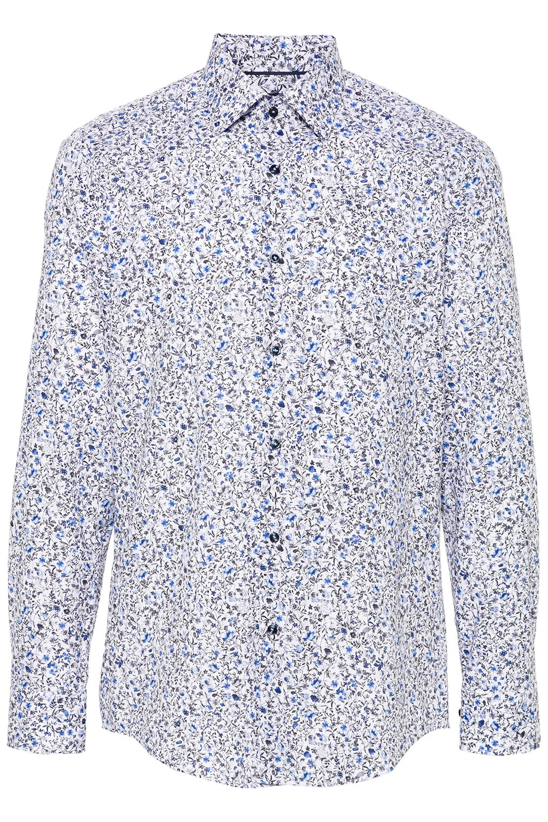 BOSS - H-HANK-KENT - Light Pastel Blue Slim Fit Shirt in Floral Pattern in Stretch Cotton 50519943 450