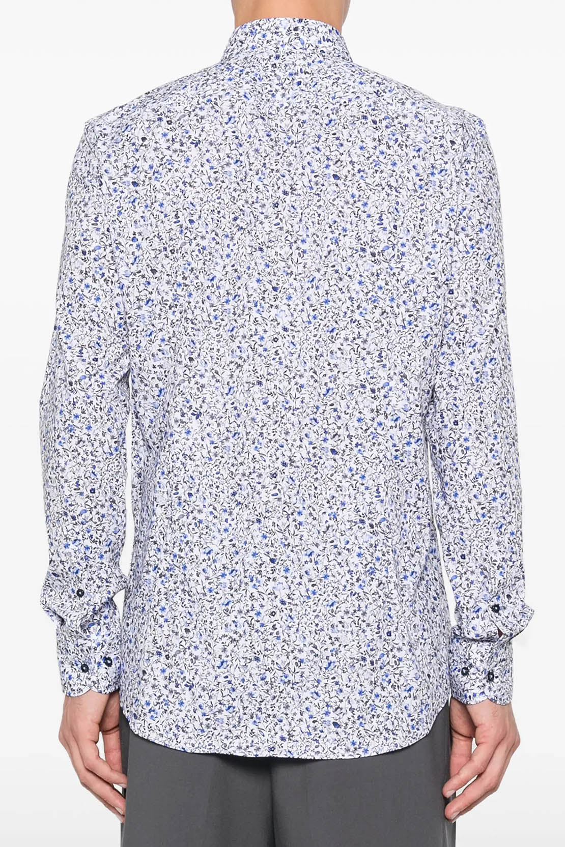 BOSS - H-HANK-KENT - Light Pastel Blue Slim Fit Shirt in Floral Pattern in Stretch Cotton 50519943 450